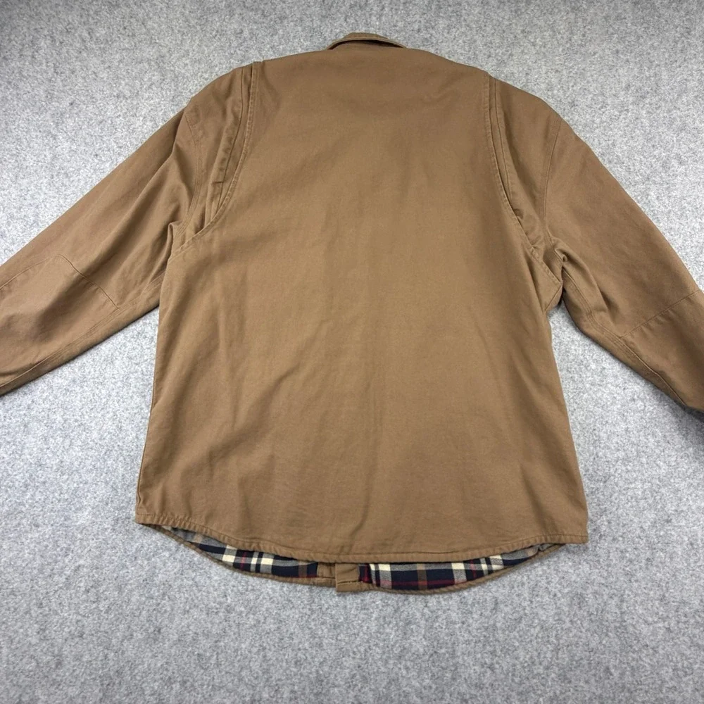 Carhartt Mens Brown Duck Flannel Lined Shirt Jacket Snap Front 100590 Size L